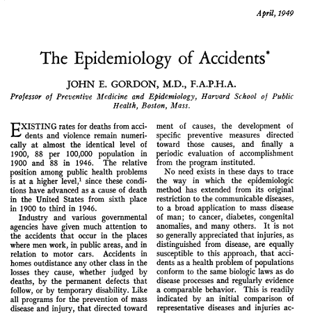 Epidemiology of Accidents