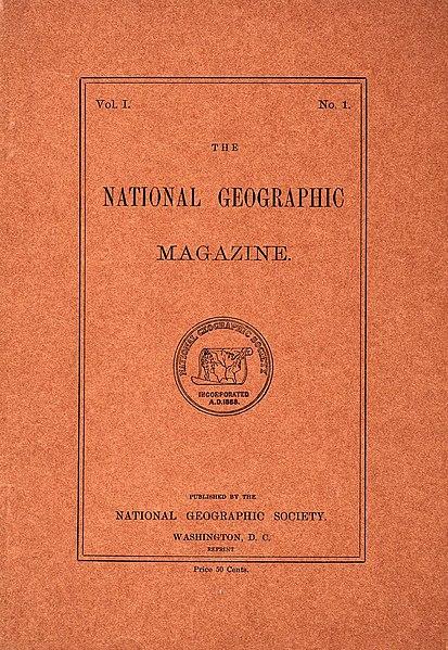 National Geographic Magazine first issue cover. Date: September 22, 1888.