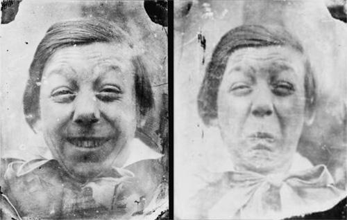 A young Melville makes funny faces for a photography session. The photographs were probably taken around 1855