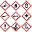 Pictograms featuring all the Globally Harmonized System of Classification and Labeling of Chemicals.